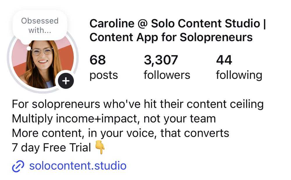The same Instagram profile just over two months later: 3,307 followers